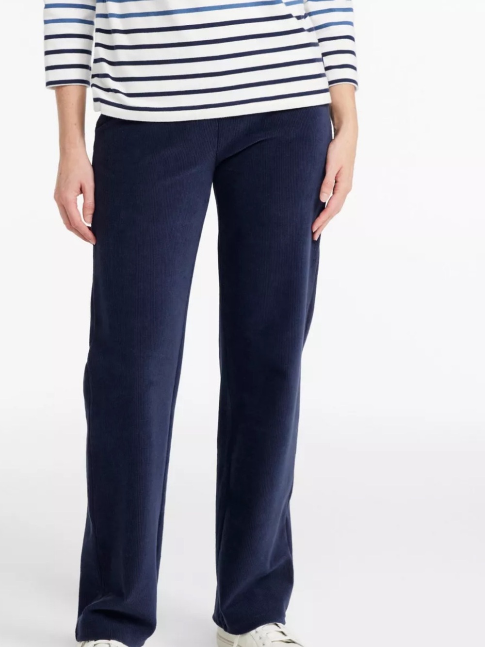 LL Bean Pants Womens large Blue PullOn corduroy pants Perfect Fit Casual Capsule